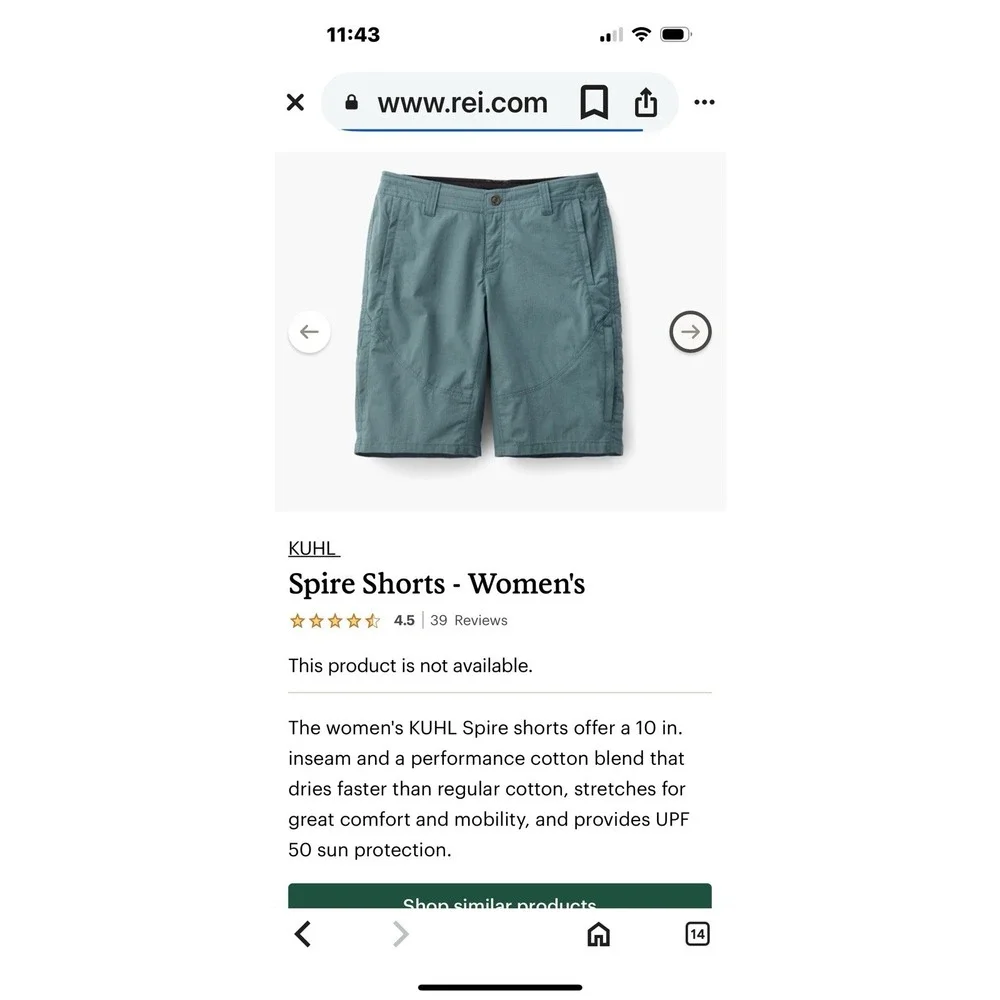 KUHL Shorts Womens 6 Gray Spire Chino Hiking Outdoor Gorpcore Camping 10